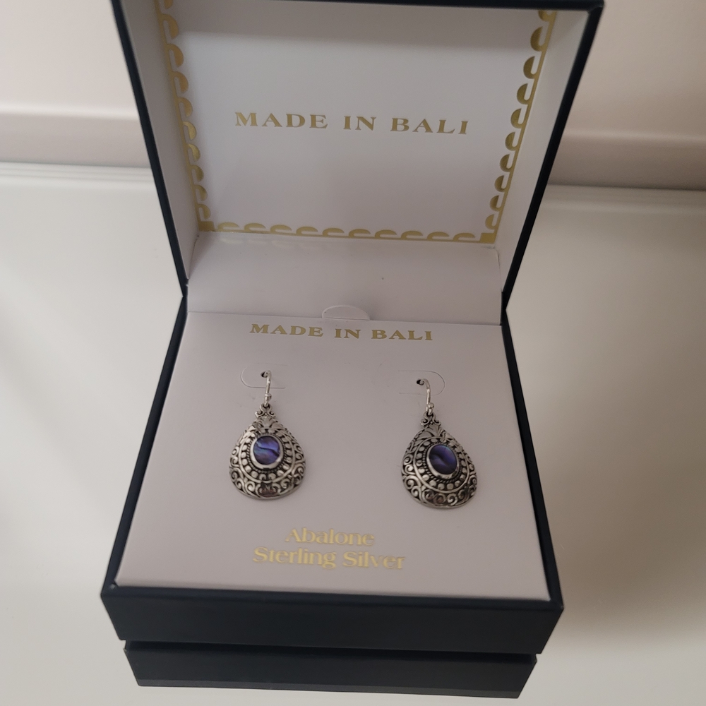 Abalone Sterling Silver Earrings - Picture 2 of 8